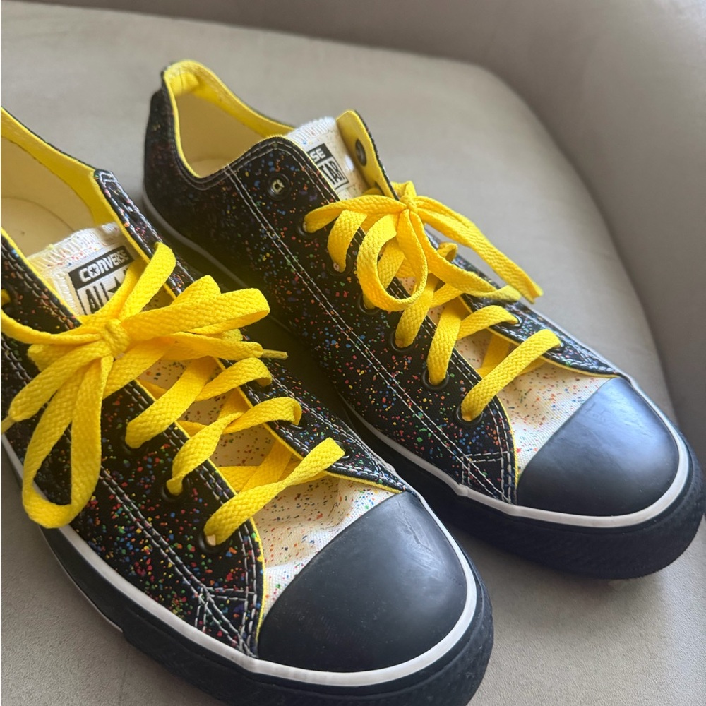 Converse Mens Black and Yellow Speckled Sneakers